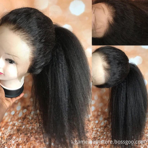 Cheap Human Hair Lace Front Wig With Baby Hair Pre Plucked Full HD Closure Lace Frontal Wig Raw Indian Virgin Hair Yaki Straight